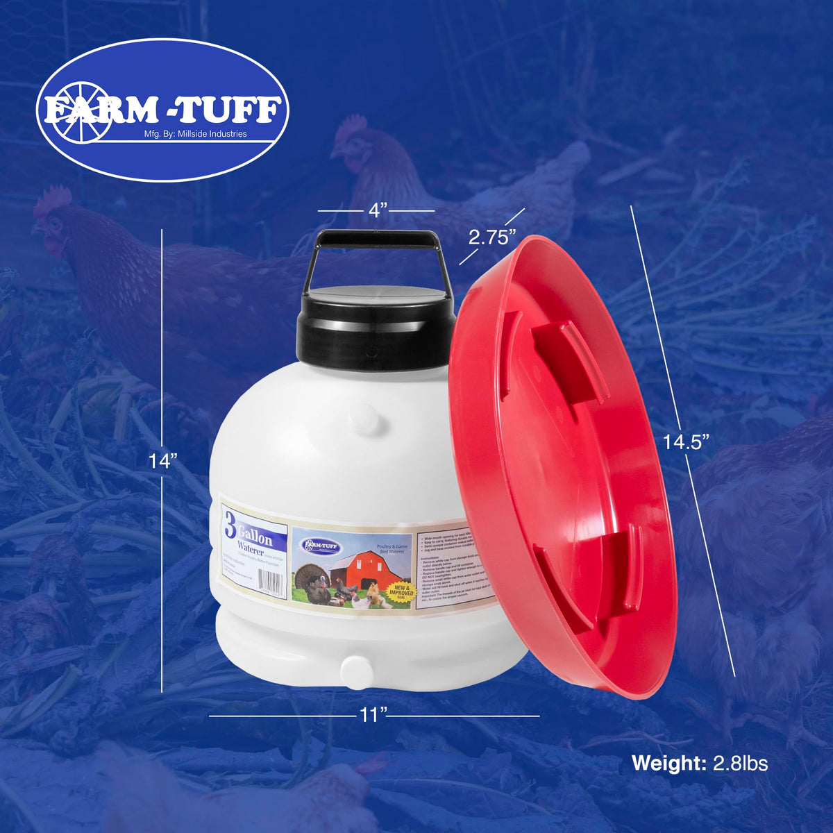 3 Gallon BPA-Free Plastic Hanging Chicken Waterer H200