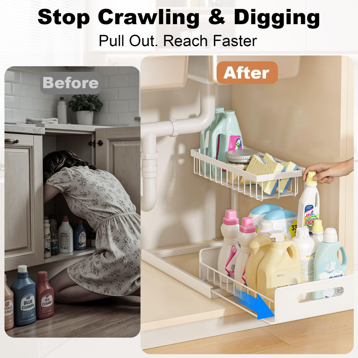 Under Sink 2 Tier Pull Out Cabinet Organizer G5566