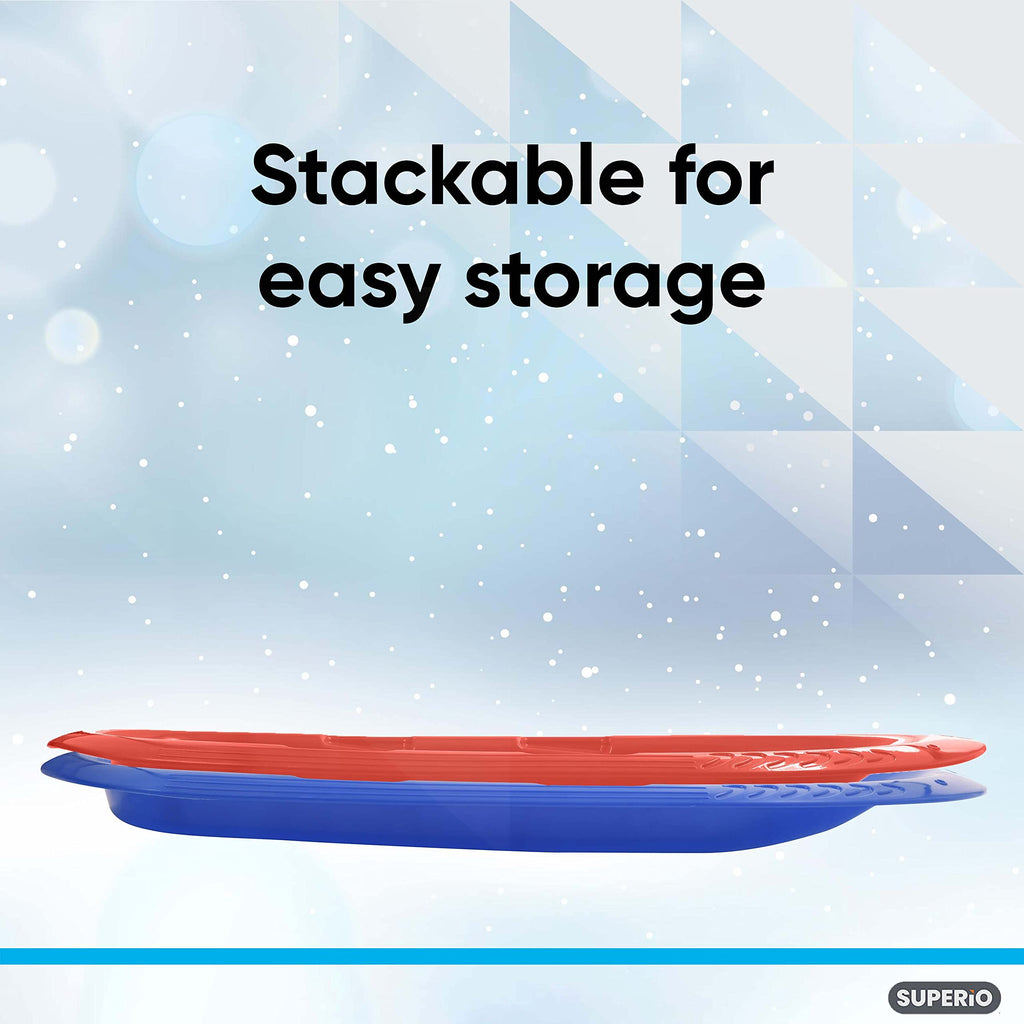 36" 48" Heavy Duty Plastic Toboggan Snow Sled with Handles, 3 Pack U17541