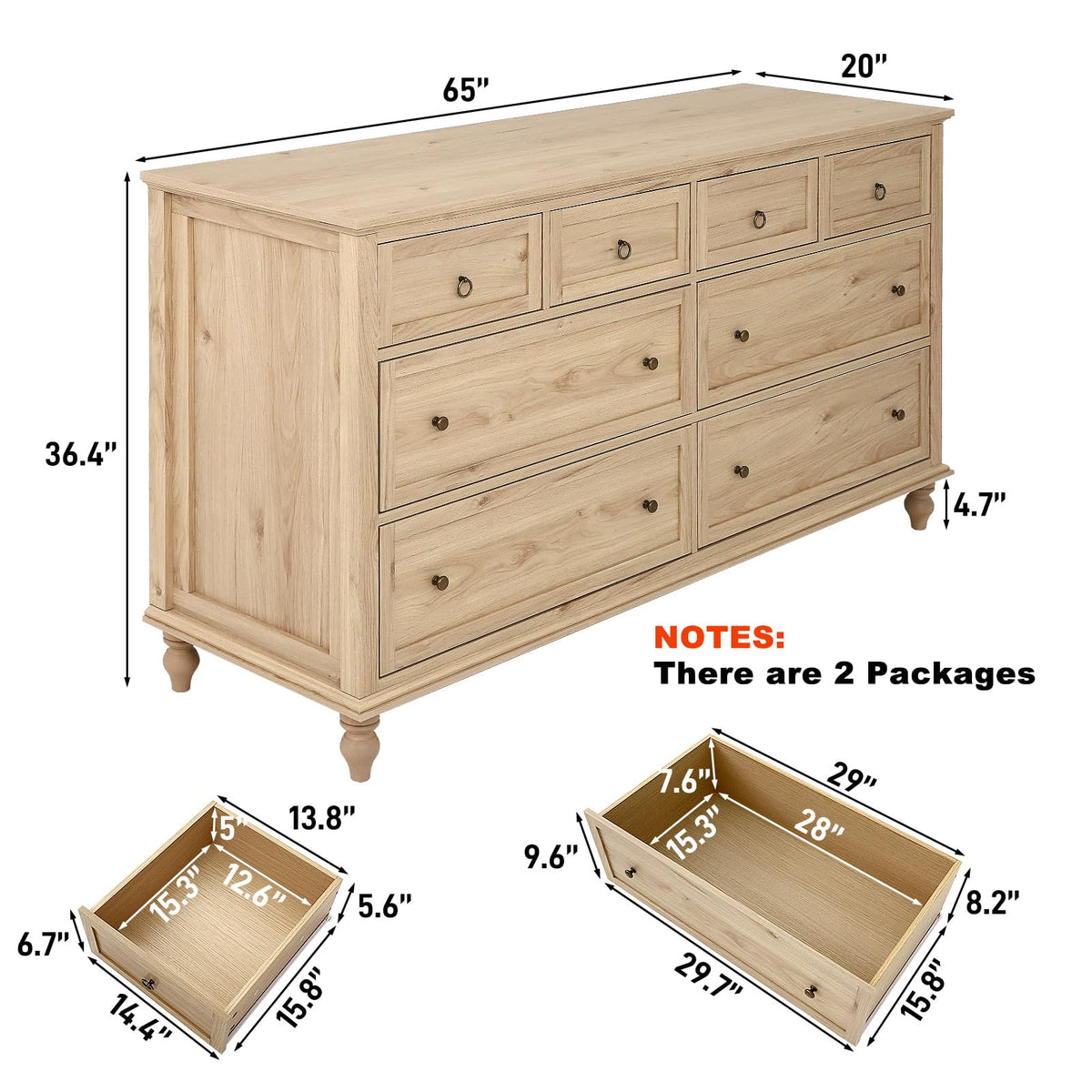 Rustic Wood 8 Drawer Dresser N5193