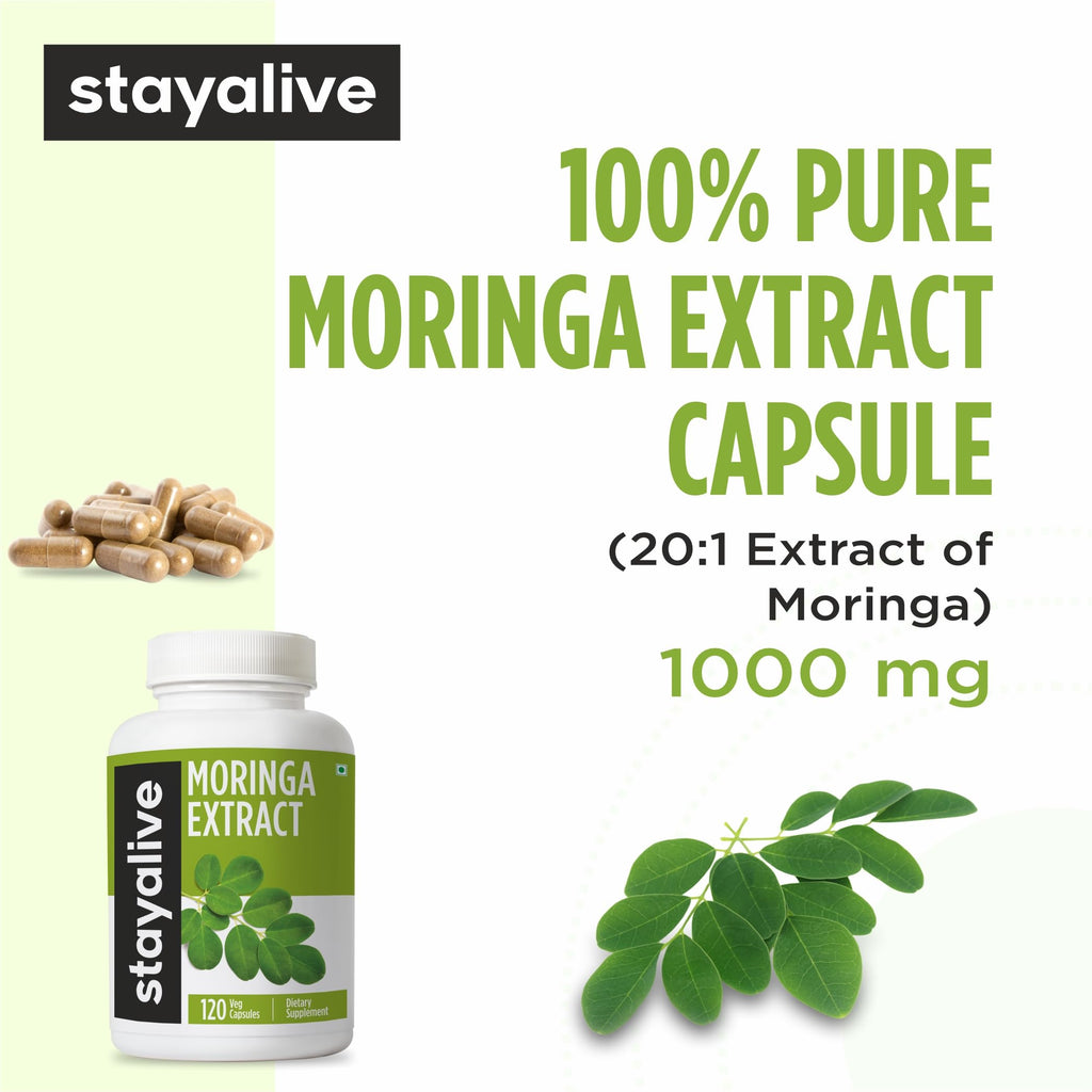 1000mg Moringa Capsules 20:1 Extract 120 Pills K165