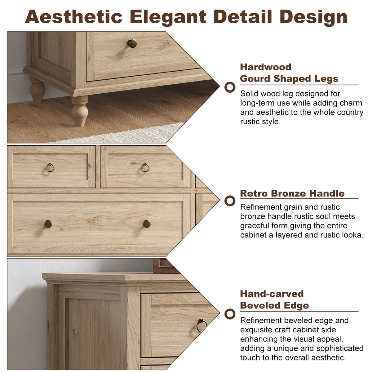 Rustic Wood 8 Drawer Dresser N5193