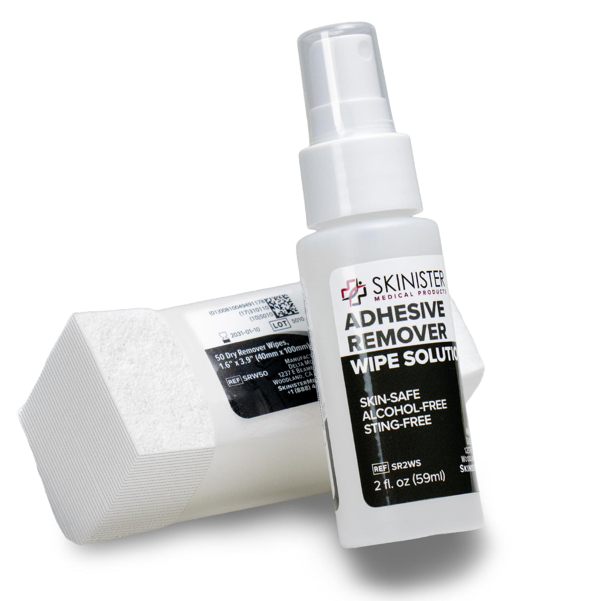 Adhesive Remover Wipes 50 Dry Wipes + 2oz Spray Solution C91319
