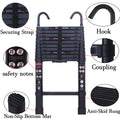 Black 20.3FT Aluminum Telescoping Ladder 330lbs Capacity X7352