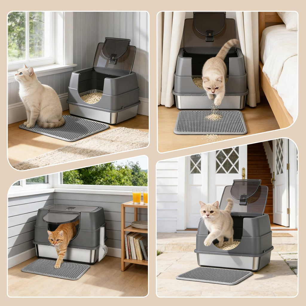 Stainless Steel Litter Box with Lid W4433