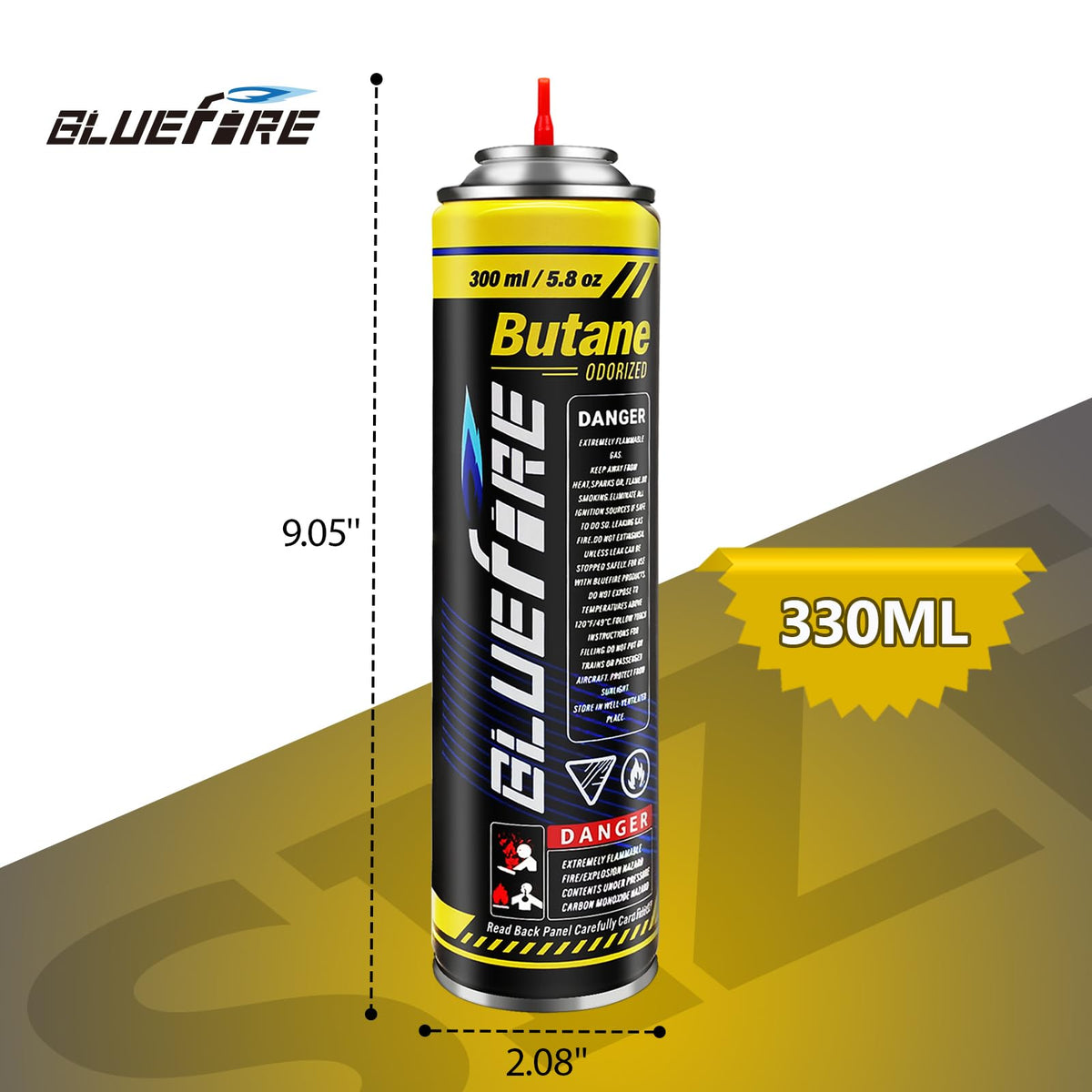 Pack of 2 Butane Fuel Refill 10.56 fl oz Canister with 5 Nozzle Adapters I2003