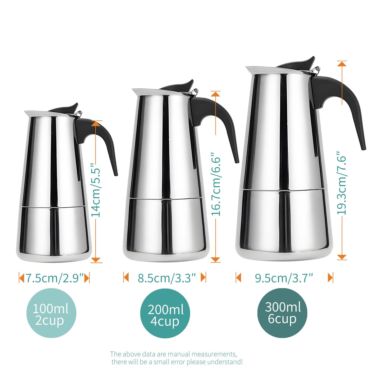 Stainless Steel Stovetop Espresso Maker 300ml 6 cup N6548