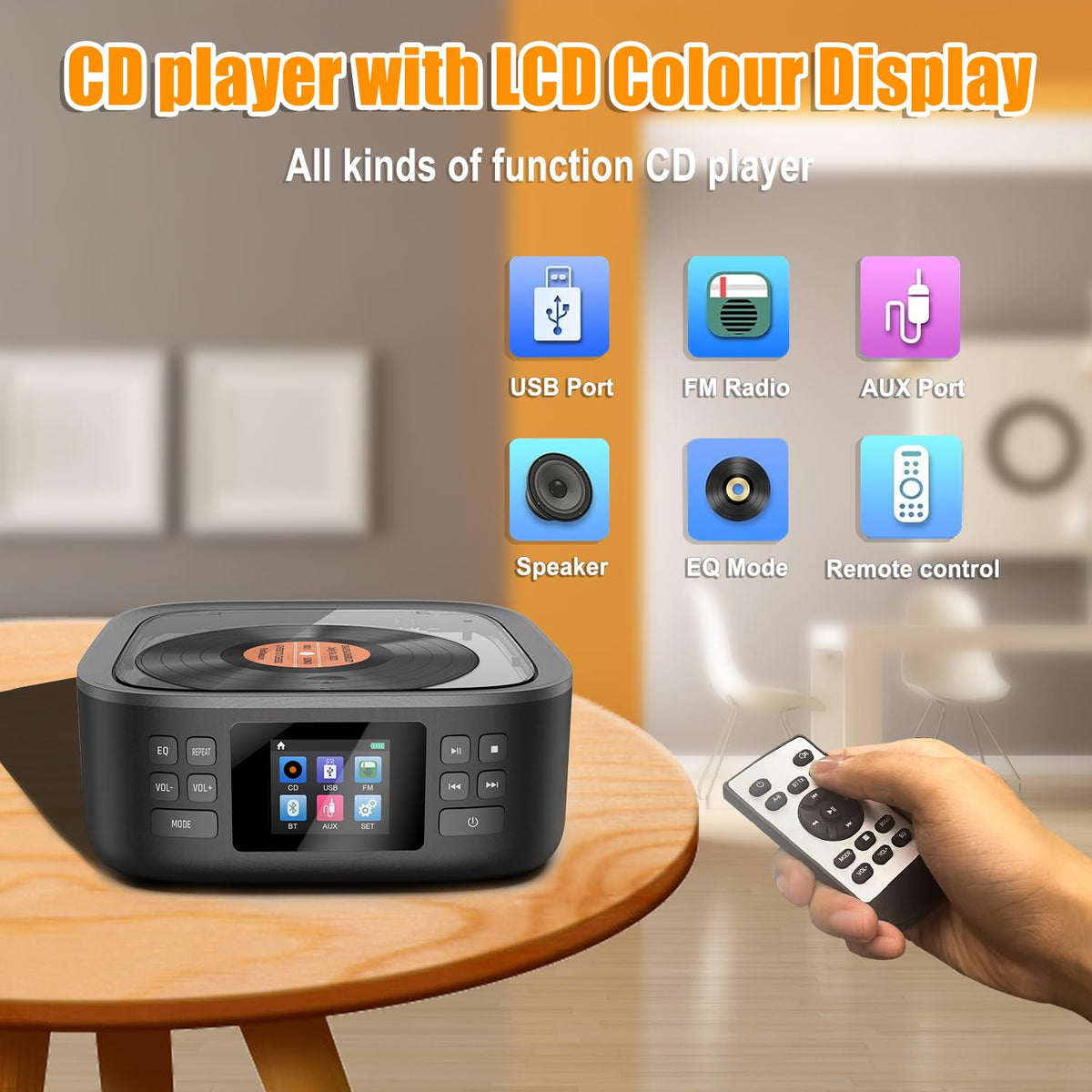 Portable CD Player with Bluetooth and Speakers T25394
