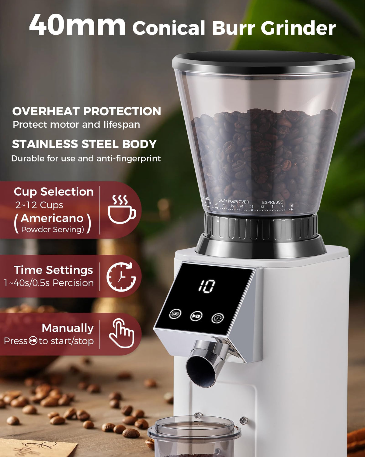 Conical Burr Coffee Grinder with Espresso Machine I247490