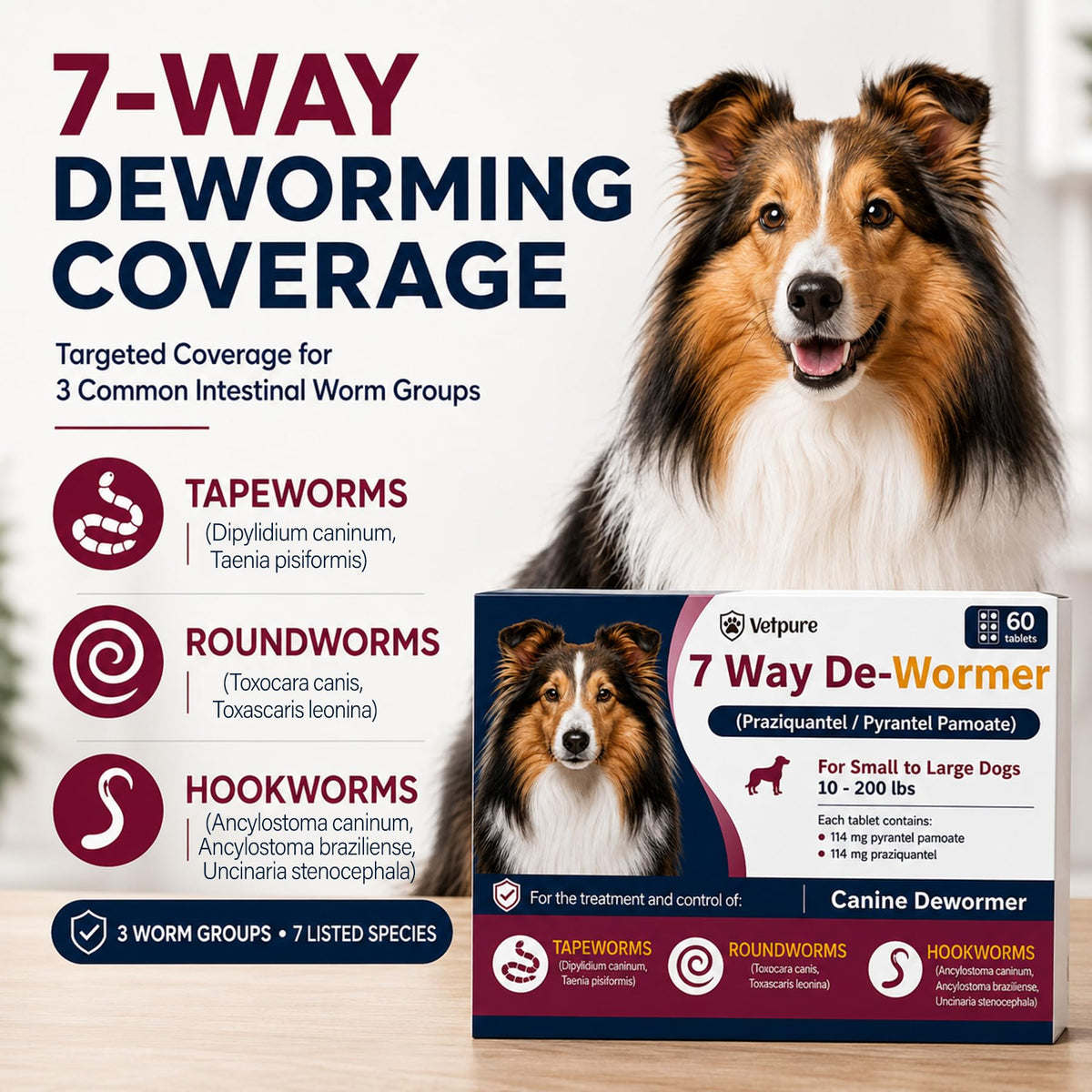 Dog Dewormer Tablets 60 Count E4014