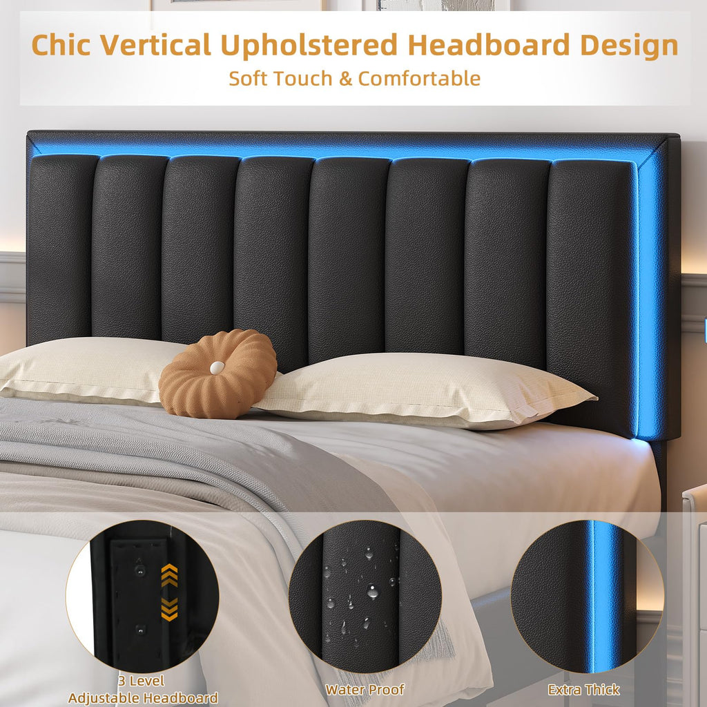 Black Full Bed Frame with PU Headboard U8230