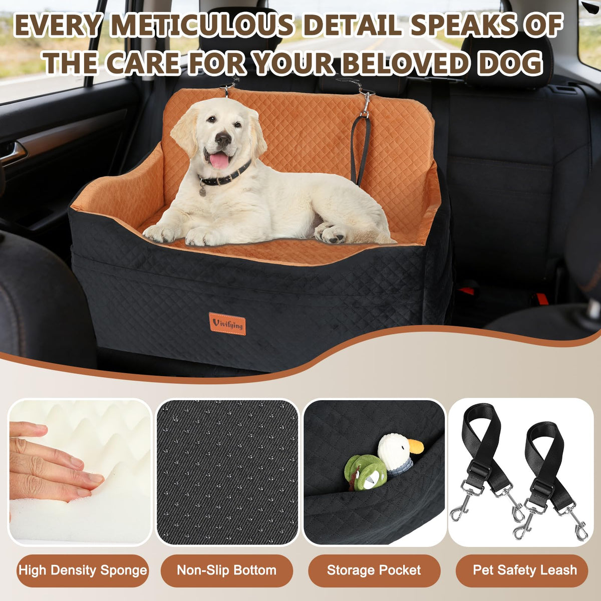 Large Dog Car Seat with 4 in Cushion G695