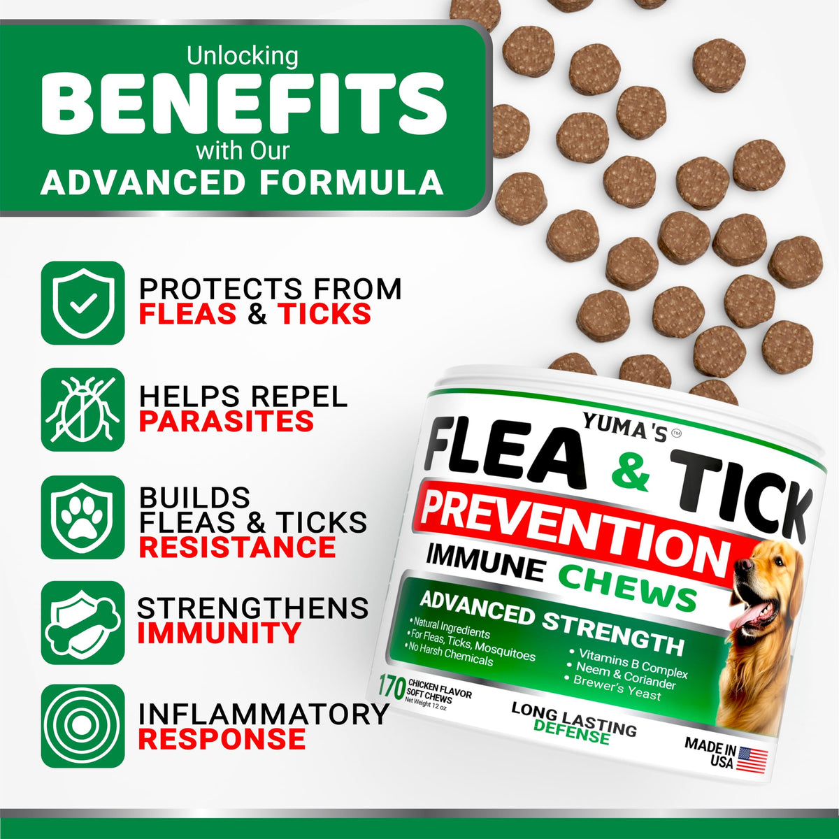 Natural Oral Flea and Tick Prevention for Dogs, 170 Chews J4389