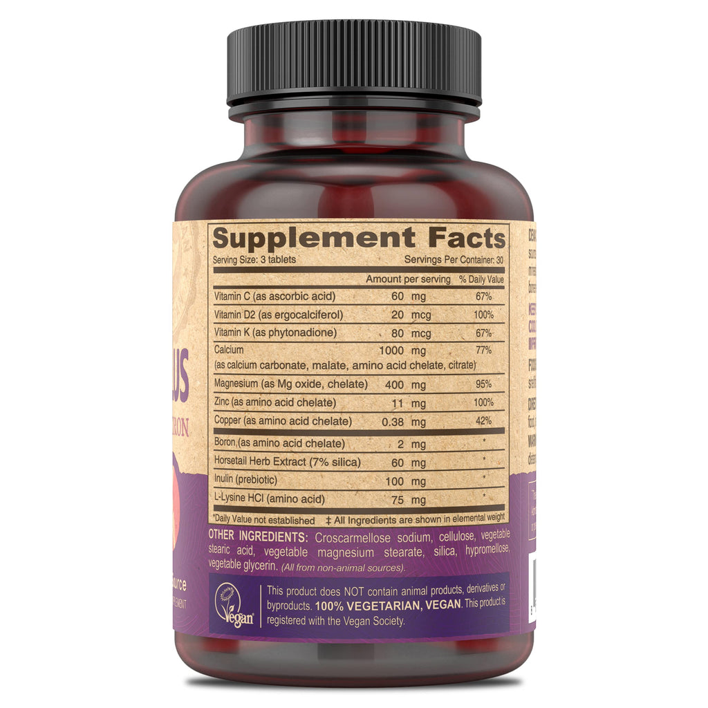 Vegan Calcium Magnesium Supplement with Zinc 90 Tablets X84182