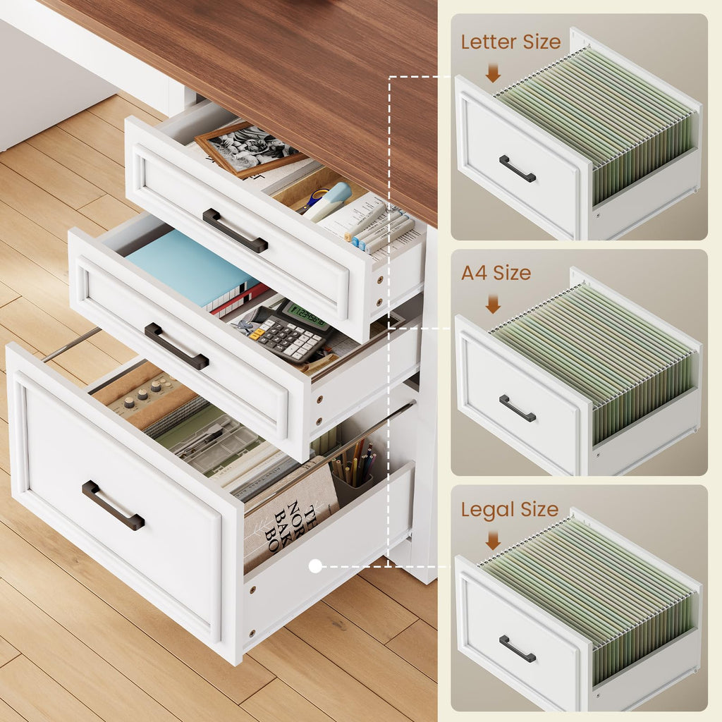 L Shaped Standing Desk with Storage C469275