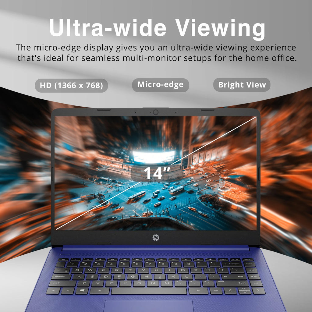 14" HD Laptop Intel Celeron N4120 4GB RAM 224GB Storage Blue C256394