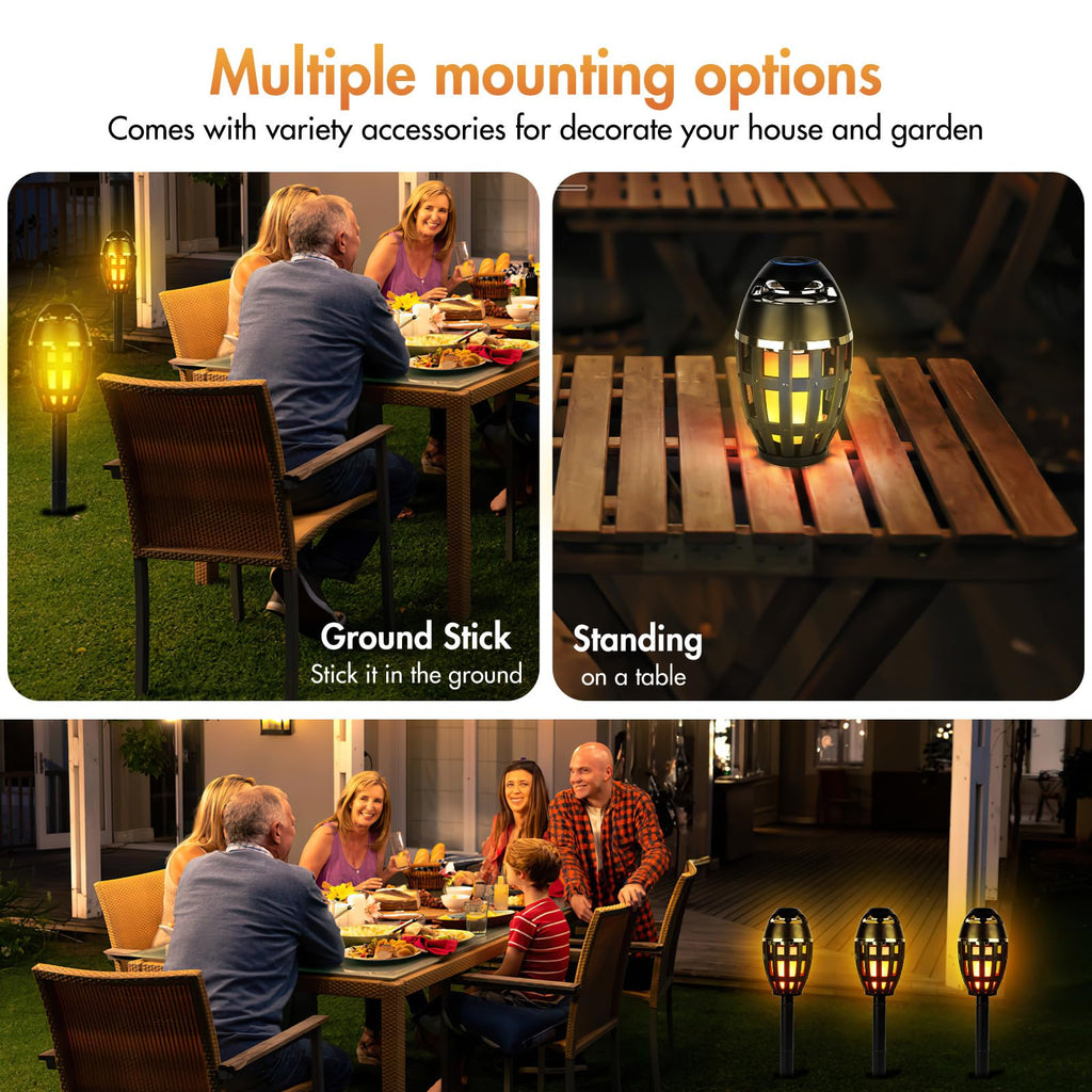 2 Pack Outdoor Bluetooth Flame Speakers with Stakes T343301