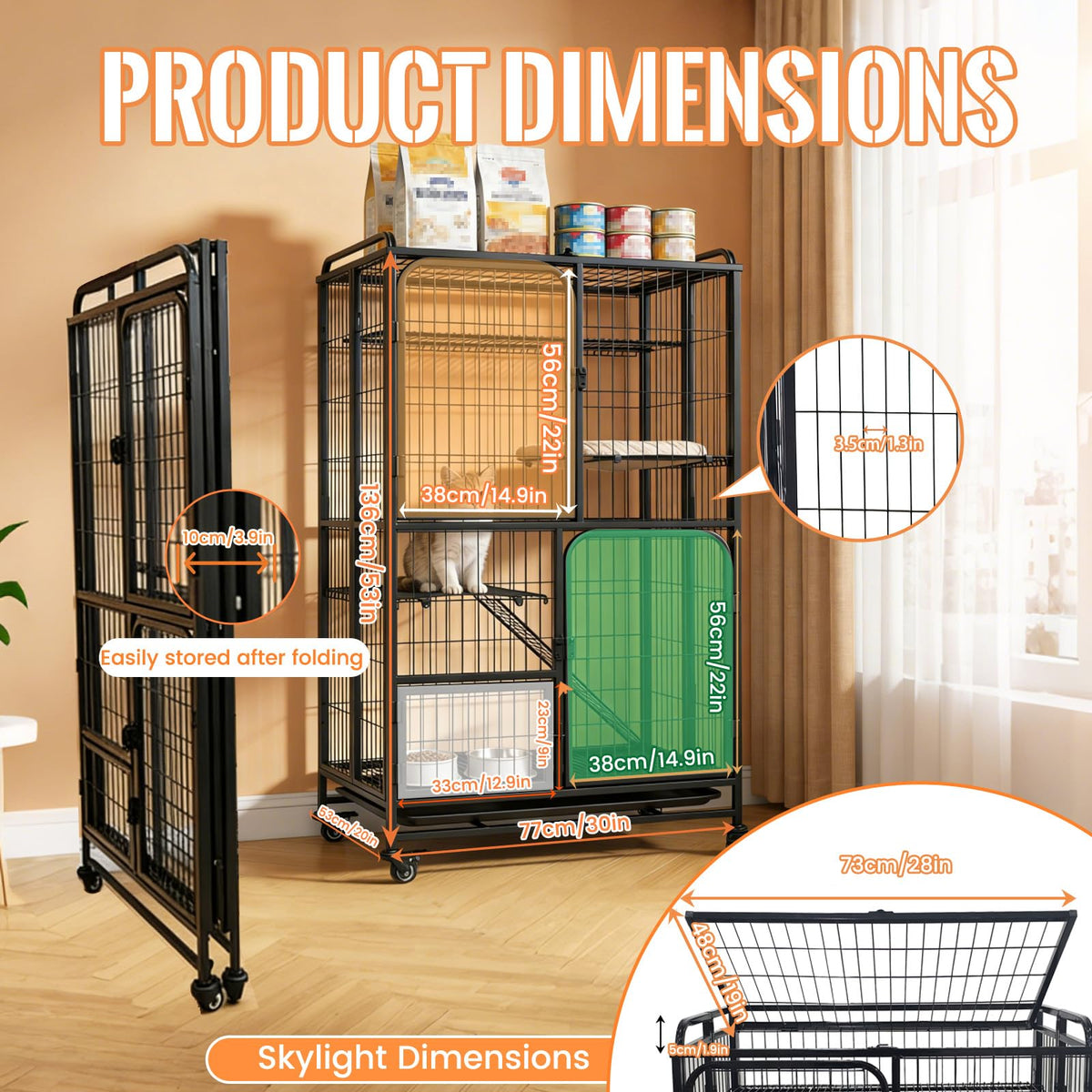 Collapsible Metal Wire Cat Cage O2671