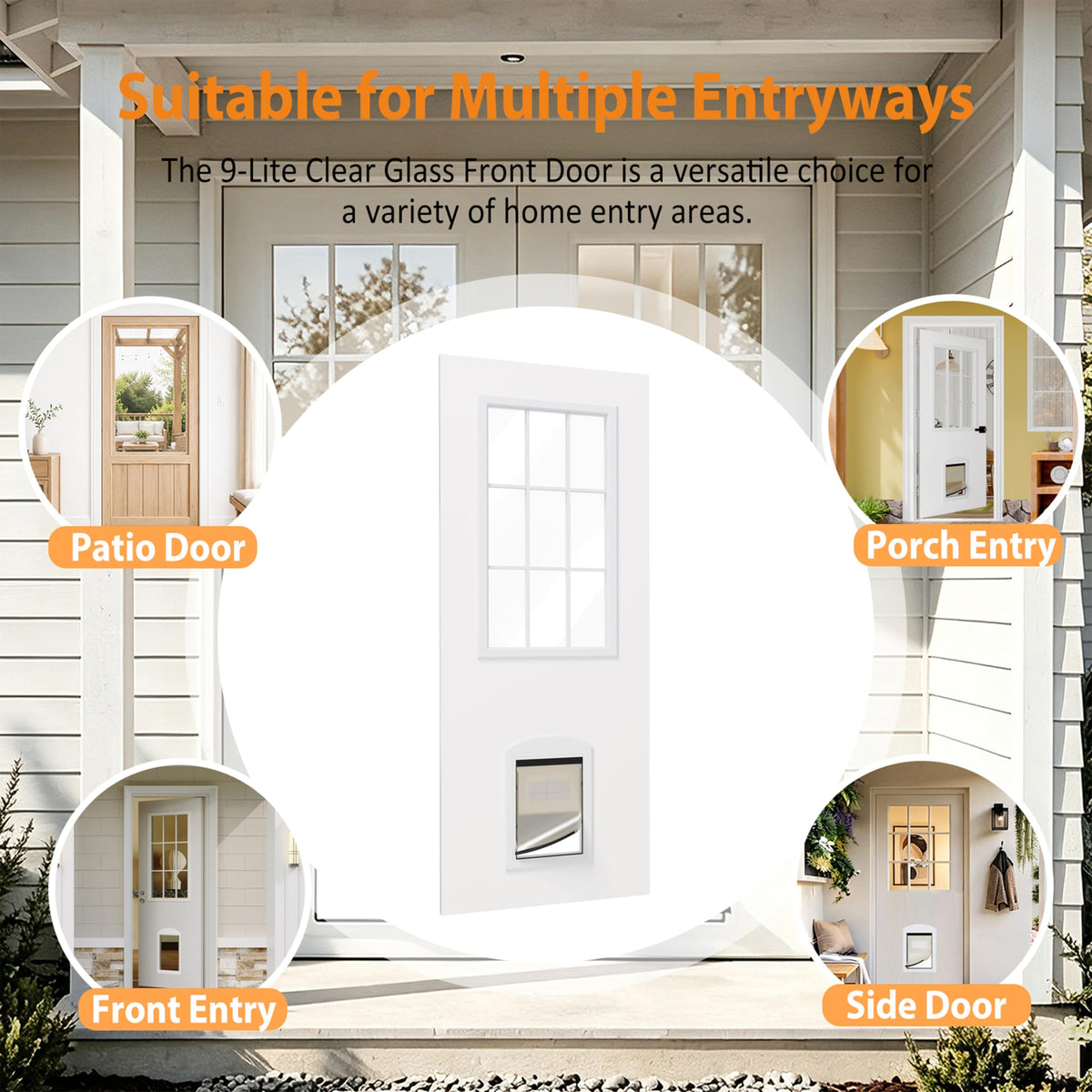 36"x 80" 9-Lite Clear Glass Exterior Door P715