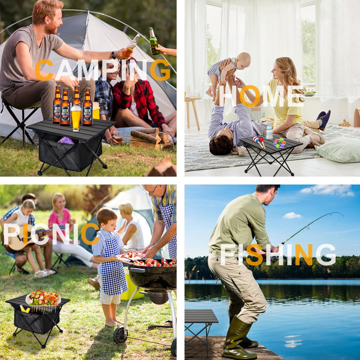 Foldable Aluminum Camping Side Table with Carry Bag C440