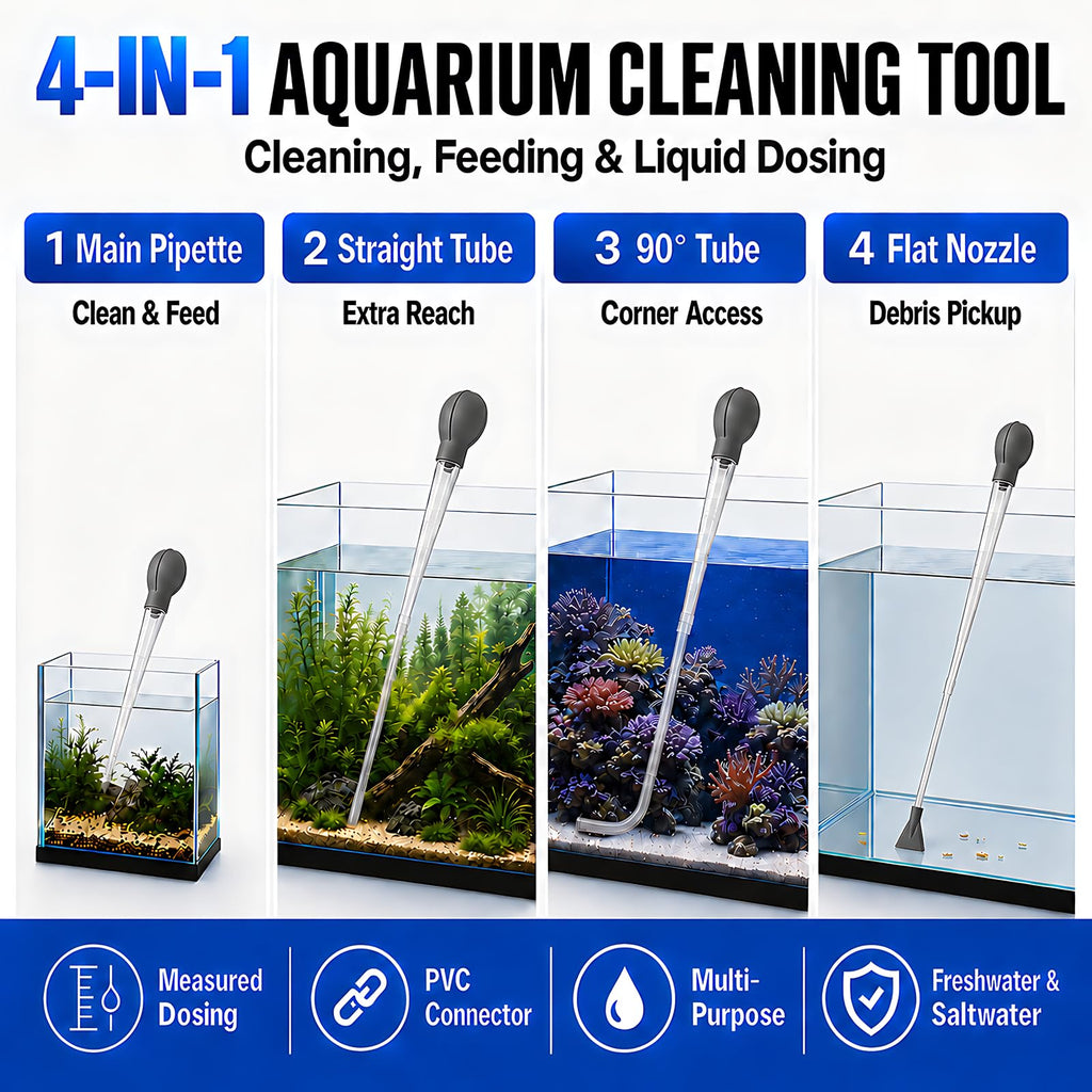 Aquarium Turkey Baster 4-in-1 Spot Cleaner and Coral Feeder 21.6 in Q52975