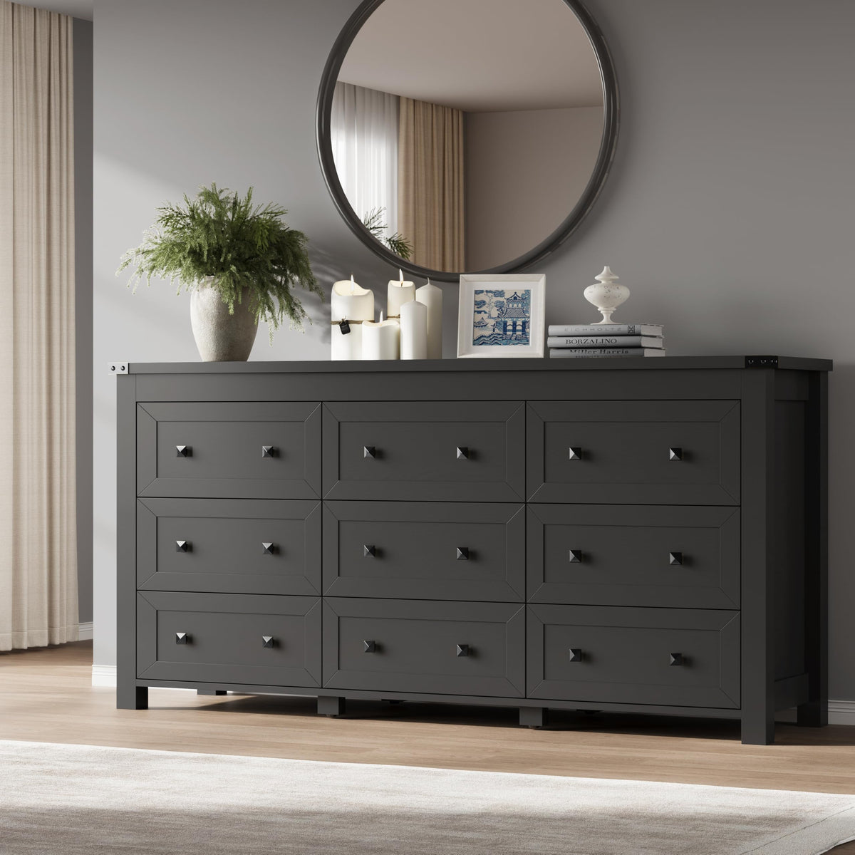 9 Drawer Wood Dresser P21148
