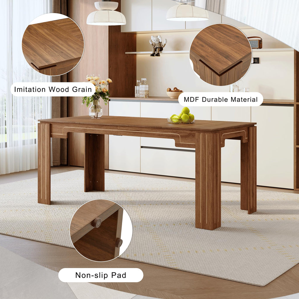 Walnut 9 Piece Dining Table Set with 8 Black Upholstered Chairs M6793