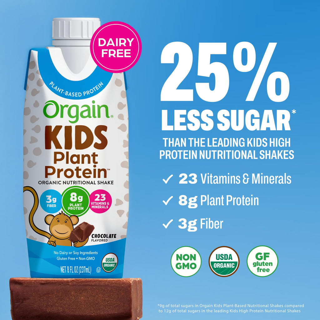 Organic Vegan Kids Protein Shakes Chocolate 8 Fl Oz 12 Pack P214