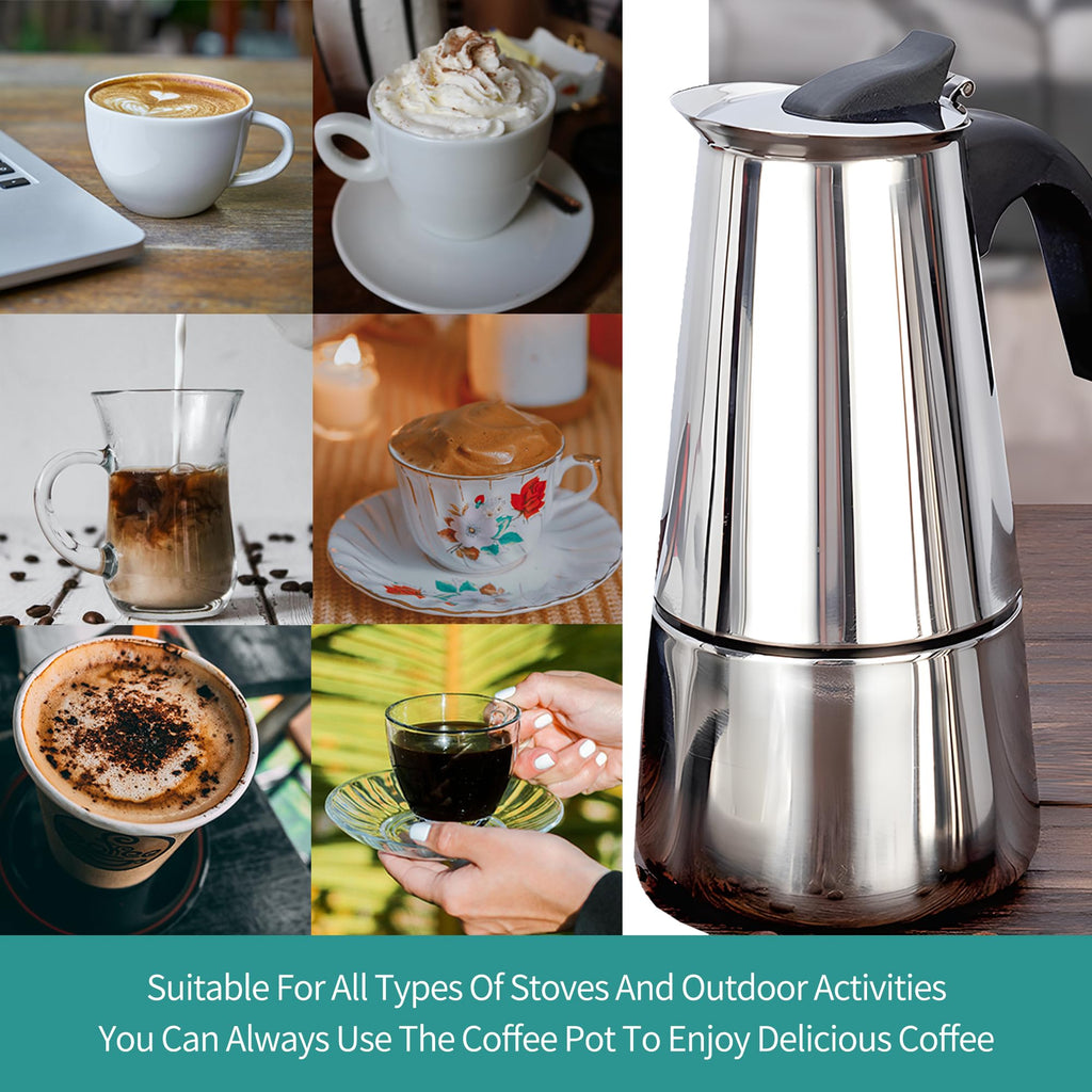 Stainless Steel Stovetop Espresso Maker 300ml 6 cup N6548