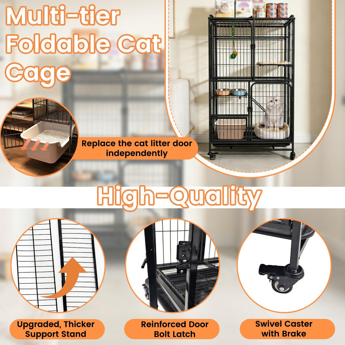 Collapsible Metal Wire Cat Cage O2671