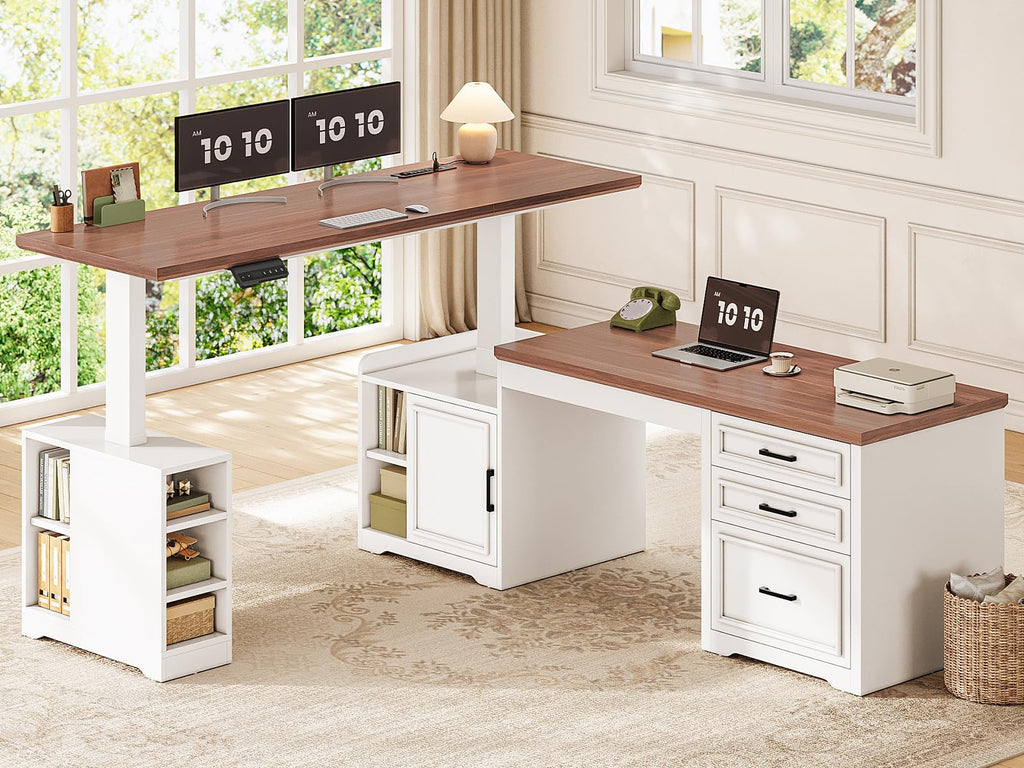 L Shaped Standing Desk with Storage C469275