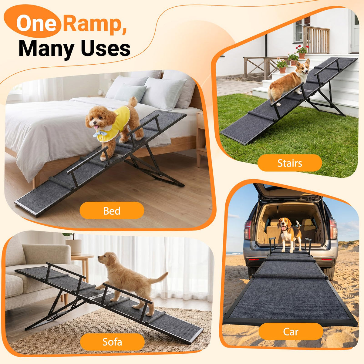 63" Foldable Metal Dog Ramp T459709