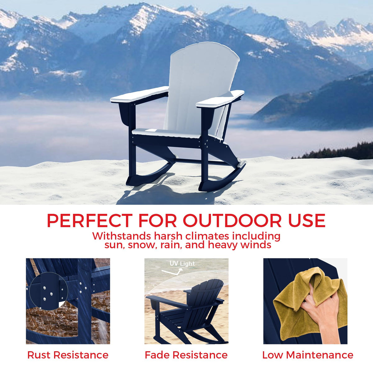 Navy Blue HDPE Adirondack Chair I825988