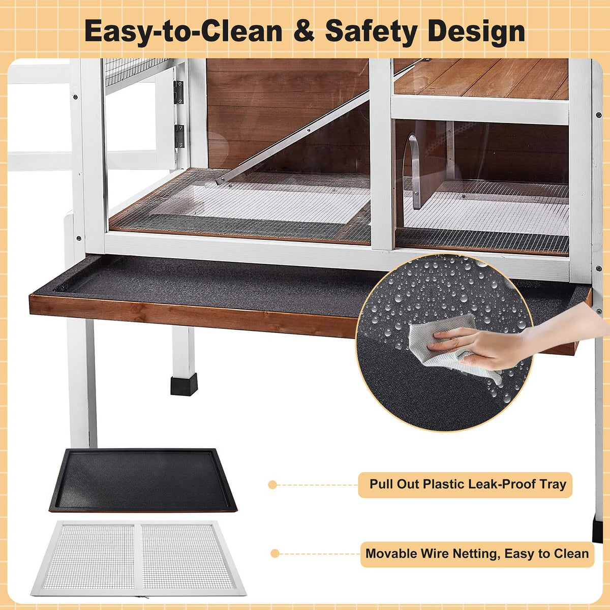 2-Story Wooden Small Animal Cage with Stand B42259