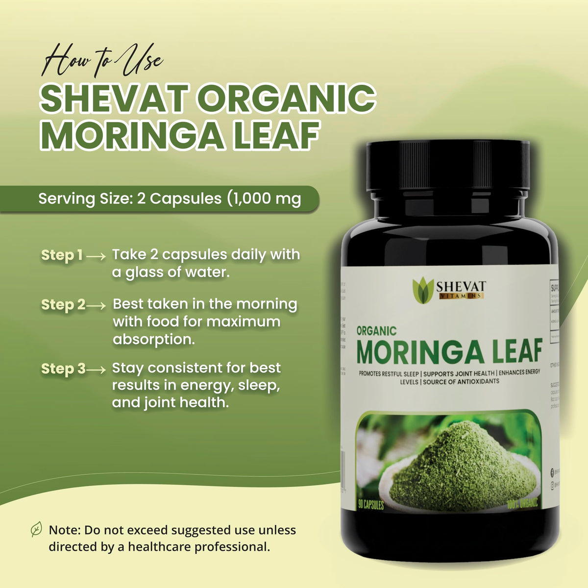 Organic Moringa Leaf Capsules 1000mg 90 Capsules Y714683