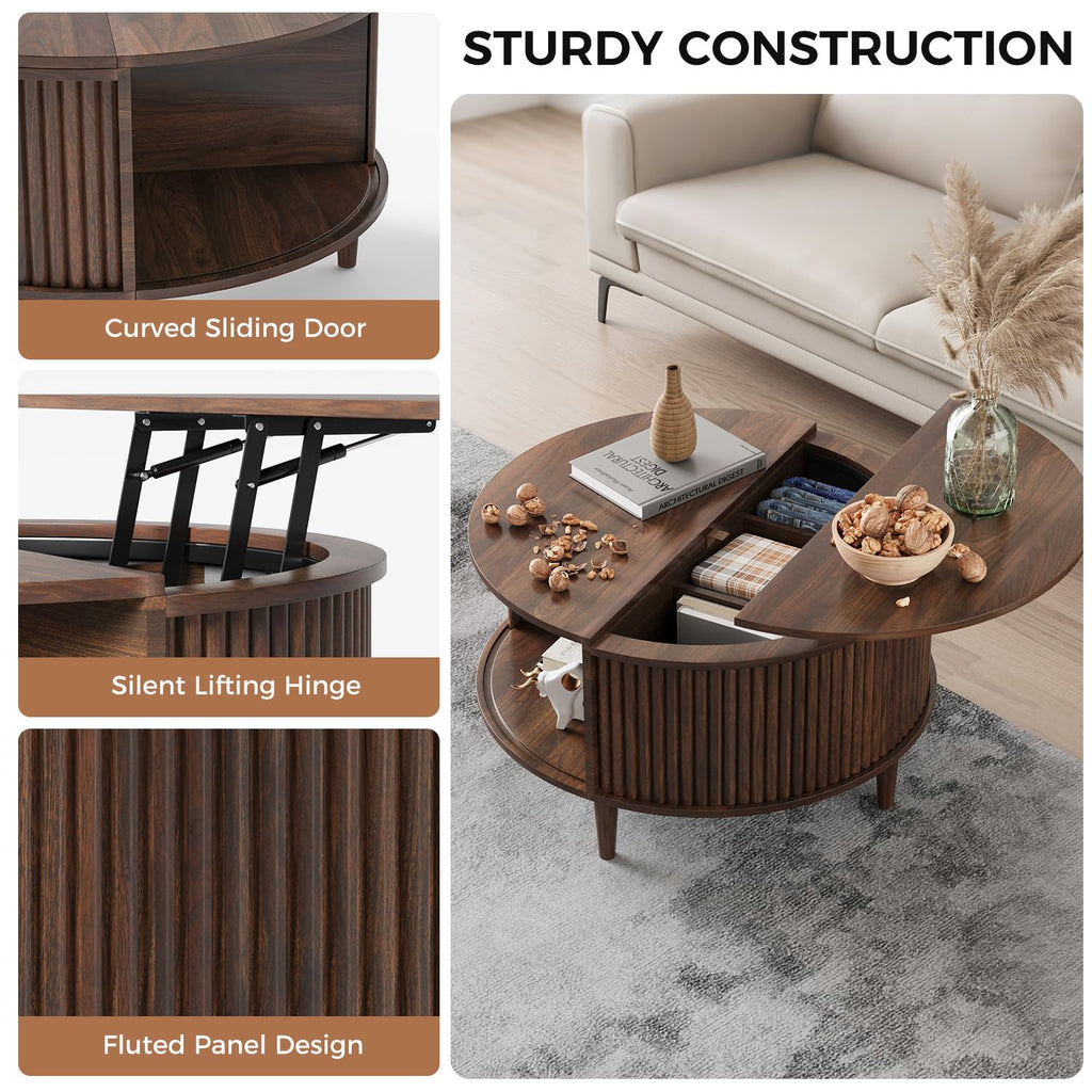 Round Lift Top Coffee Table with Storage P7173