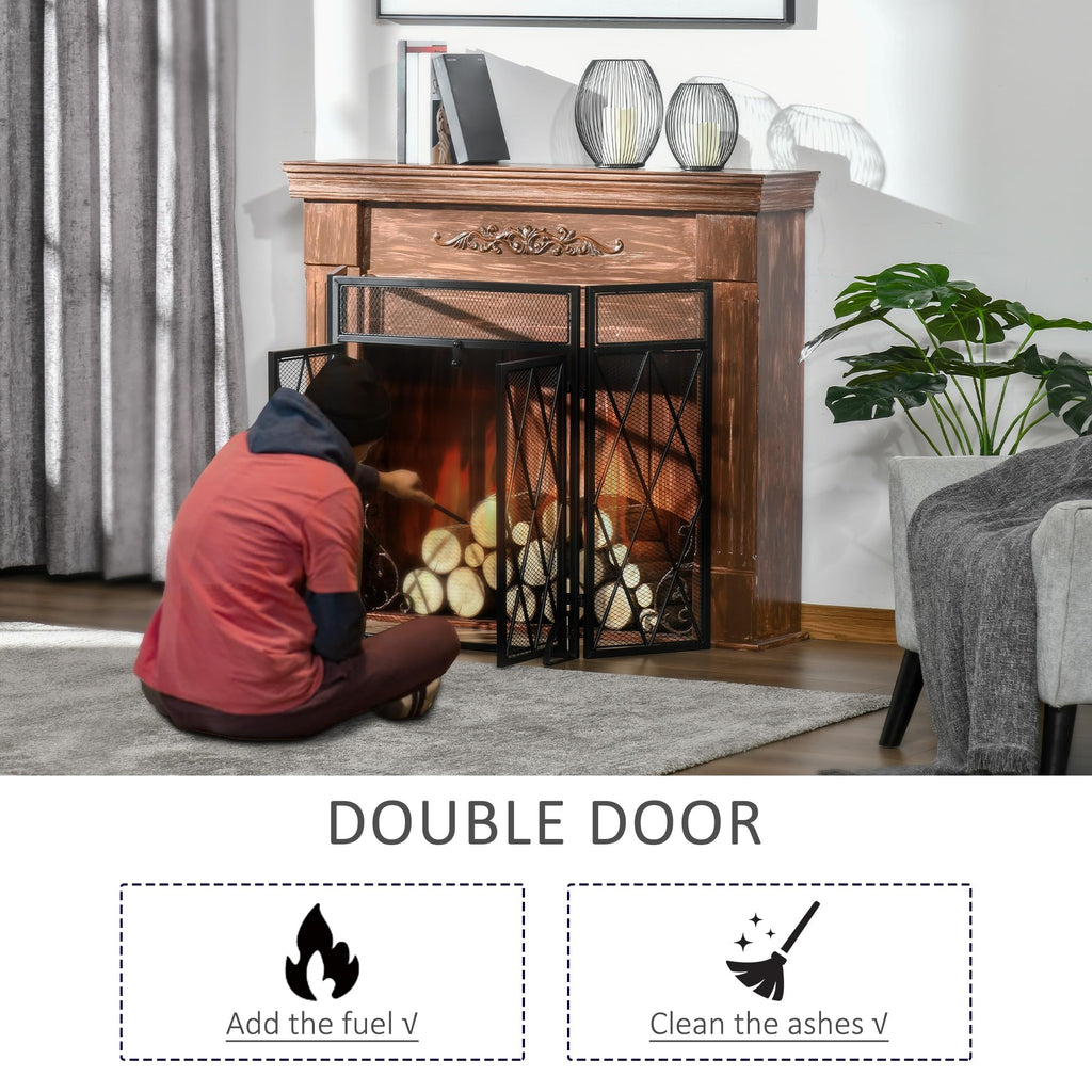 Folding Fireplace Screen Heavy Duty Black Z96362