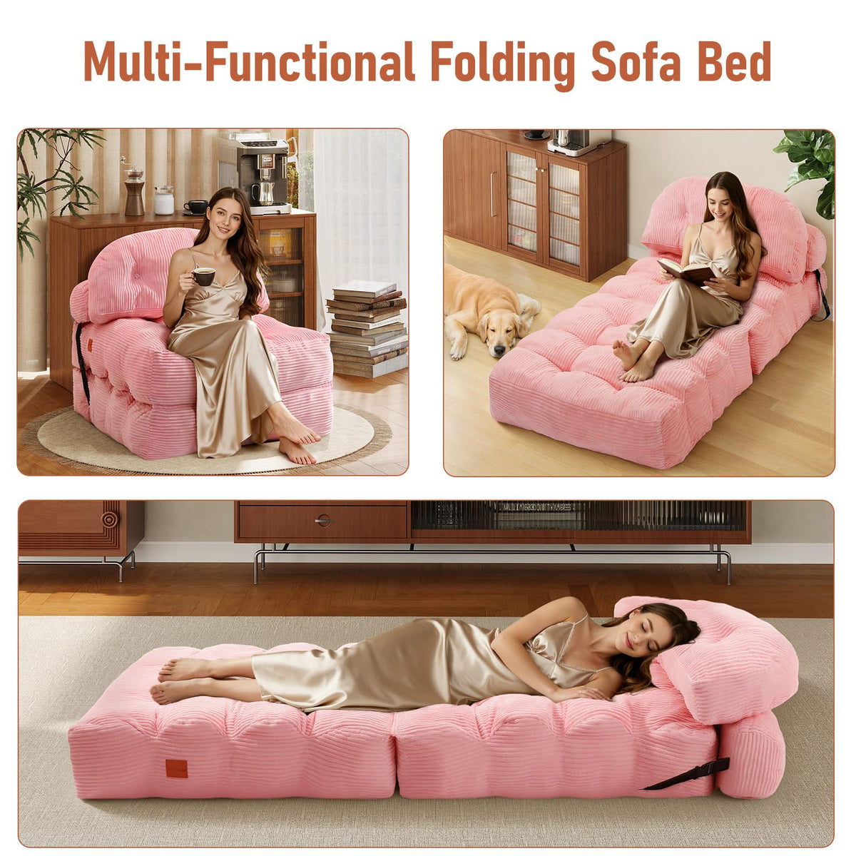 Folding Convertible Sofa Bed with Pillow Y603390