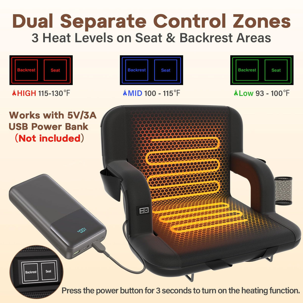 Heated Stadium Seat with Back Support L232479
