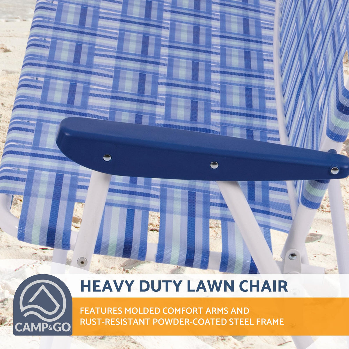 Blue/White Double-Wide Folding Web Lawn Chair H5561