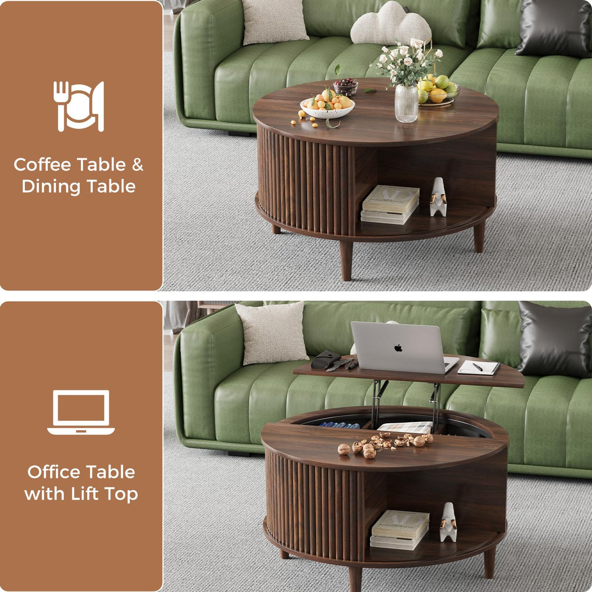 Round Lift Top Coffee Table with Storage P7173
