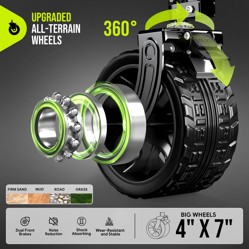 48'' Extra Large Collapsible Wagon with Big Wheels, 300L Black W209666