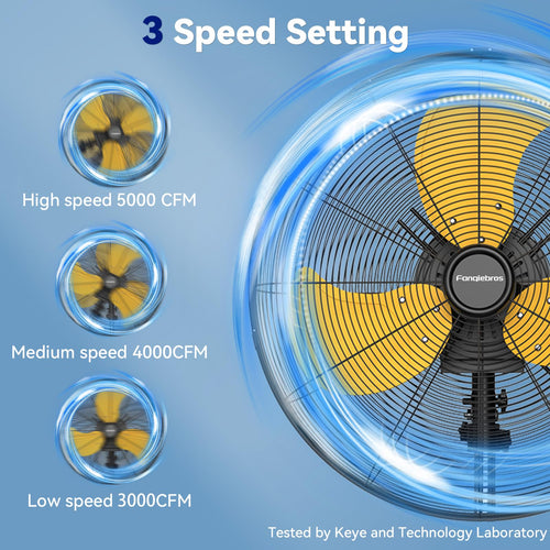 20 Inch 3-Speed Oscillating Metal Pedestal Fan with Wheels V29811