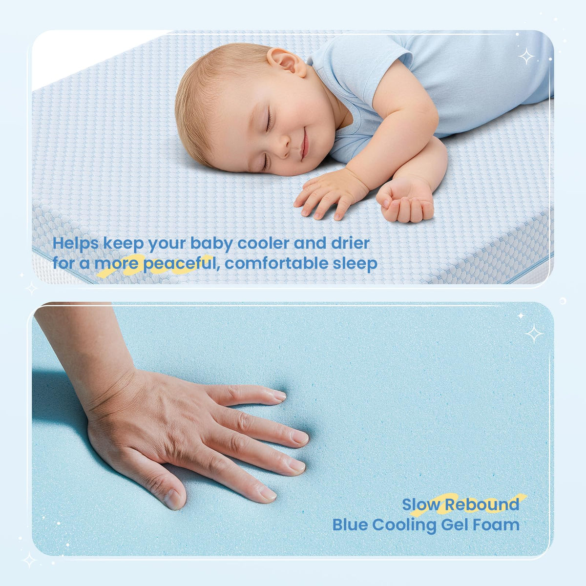 38x24x4 Cooling Gel Memory Foam Mini Crib Mattress M8905