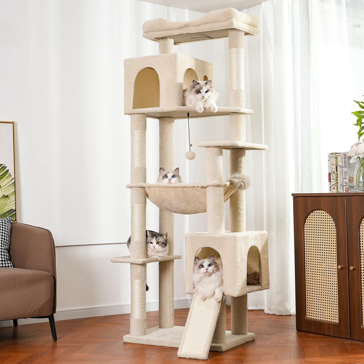 70” XXL Cat Tree Tower with Oversized Bed I3517