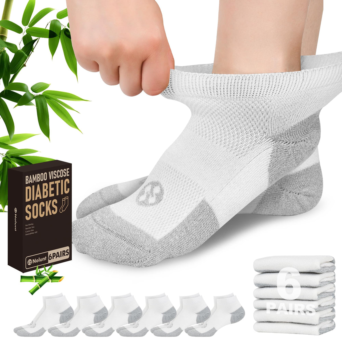 Low Cut Diabetic Socks 6 Pairs R96701