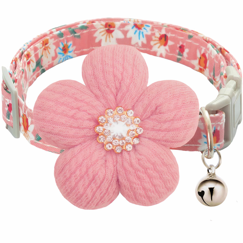 Small Dog Collar with Flower and Bell T7734