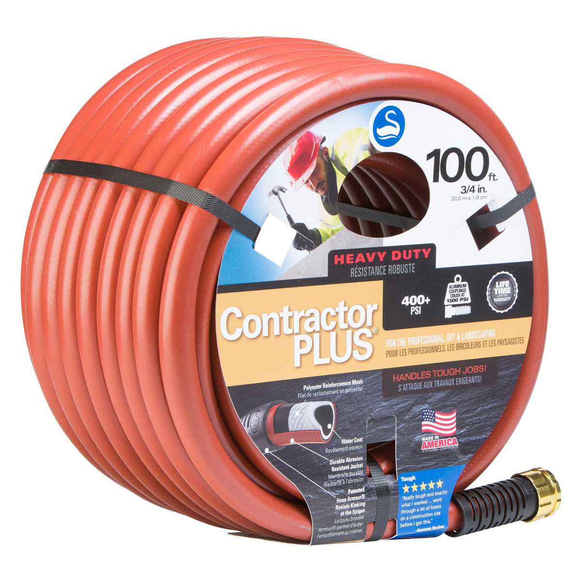 Heavy Duty Watering Hose, 100' Length, 3/4" Diameter, 400+ PSI, Red F367707