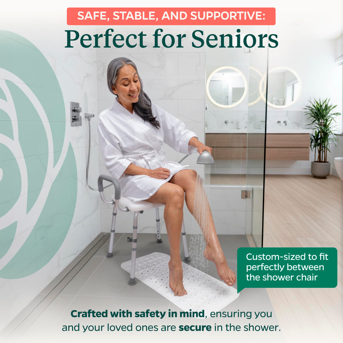 Adjustable Shower Chair with Mat X5046