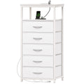 White 5 Drawer Dresser with Charging Station P376